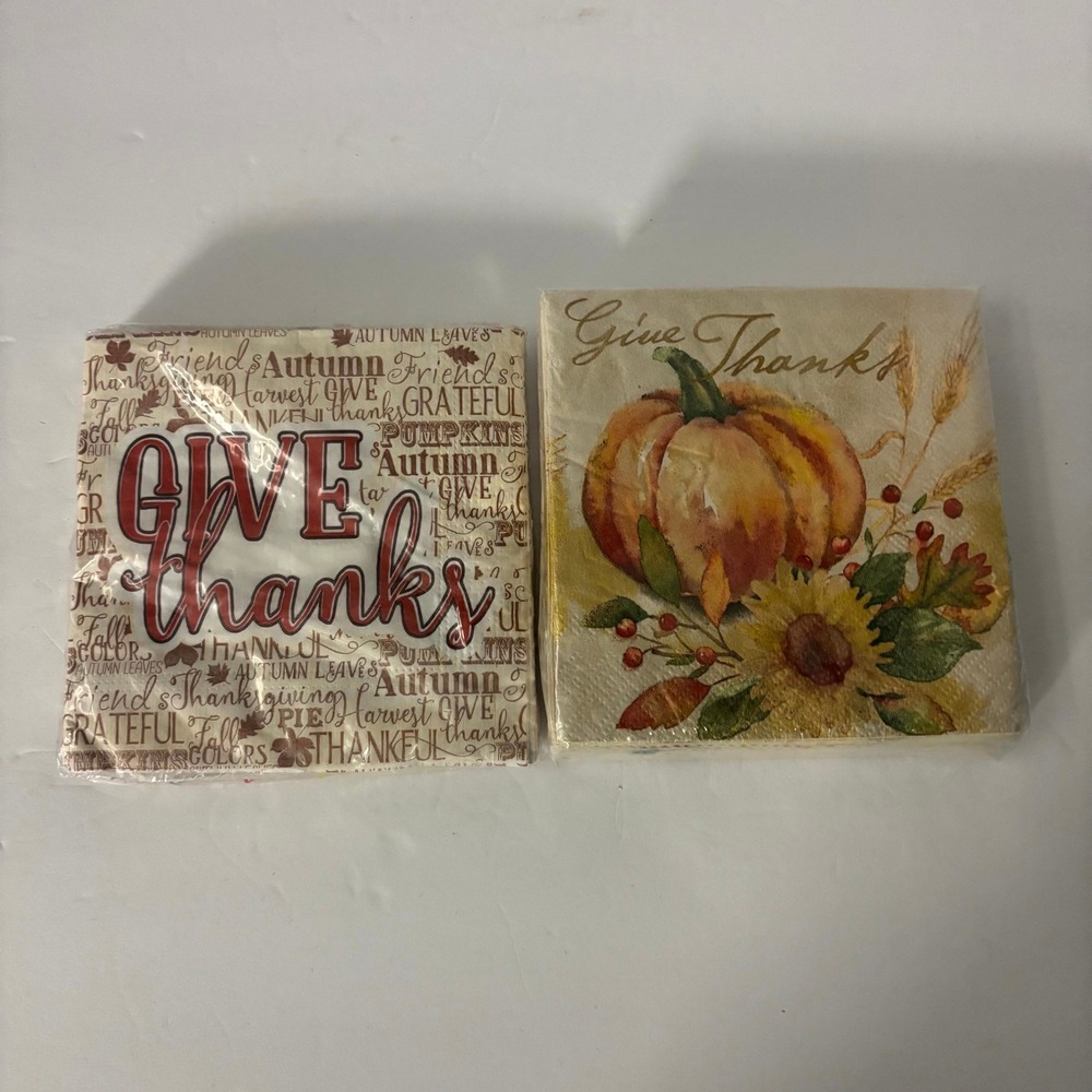 Cypress Home Thanksgiving Napkins 64ct Give Thanks Pumpkin Fall Harvest